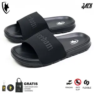 Sandal SLIDE JACK IDN FREEDOM Black Shoes Pria Sendal Slop PRIA FLIP FLOP SLIPPER SANDAL SELOP