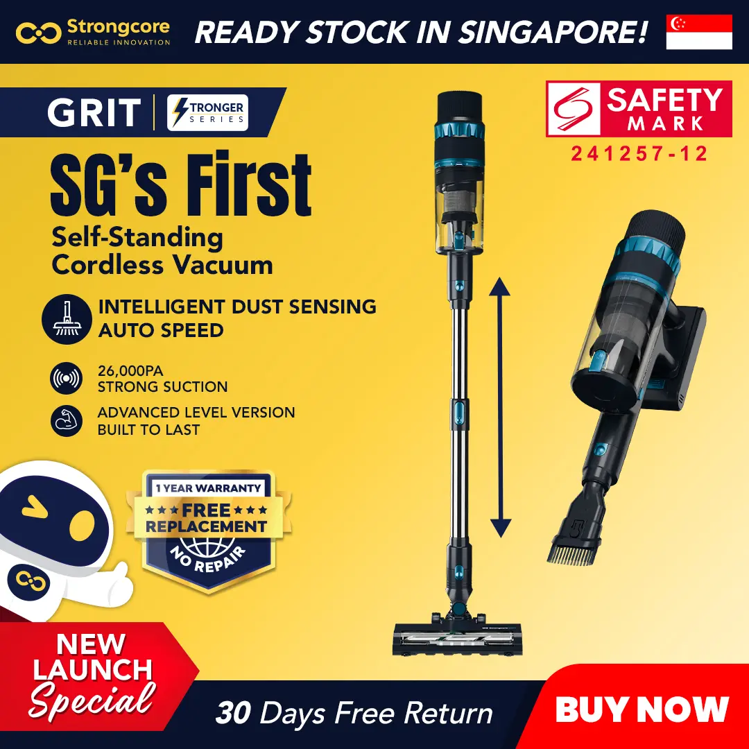 [New Launch 2025] Strongcore Grit Cordless Vacuum Cleaner - Auto Dust Sensing Mode, 26000PA Suction, Dual Cyclonic Technology, Micro Fabric Filter, with LED Touch Screen and Display