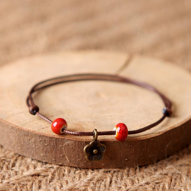 Product Introduction of Lắc Chân Vòng Tay Bohemian, Phong Cách Cổ Điển Với Mặt Dây Chuyền Hoa Cặp Đôi, Vòng Tay Dây Rút, Dành Cho Phụ Nữ 1