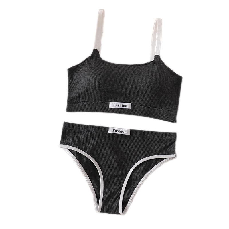 Áo Ống Thời Trang Cho Bé Gái, Dây Đeo Làm Đẹp Lưng, Đệm Ngực Có Thể Tháo Rời, Sợi Cotton, Đồ Lót Dưới Cùng, Quần Đùi Tam Giác, Bộ Đồ Nữ 4