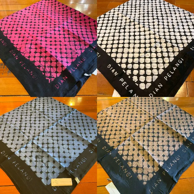 Jilbab Sutra by Dian Pelangi ORIGINAL Hijab Kerudung Scarf Khimar Segi Empat Casual Formal Pesta Pernikahan Kondangan Kerja Kantor Lebaran Wanita Hijaber Cantik Anggun Modis Modern Simple Elegan Mewah Model Terbaru Motif Pali Palestina Hand Made Kekinian 0