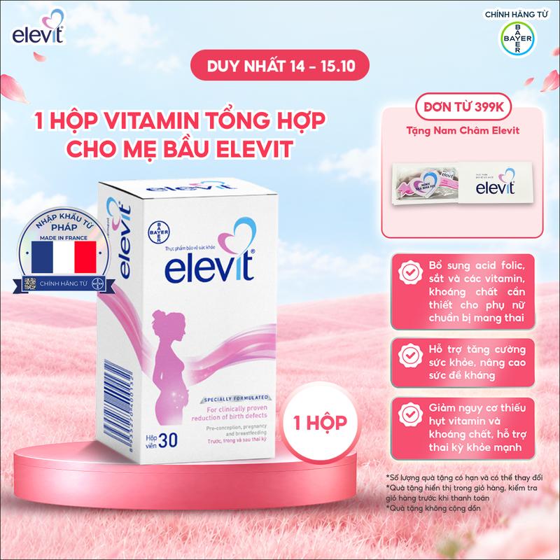 Vitamin Bầu Tổng Hợp ELEVIT bổ sung Acid Folic (Metafolin), Sắt, Canxi, Các Vitamin và Các khoáng chất cho Bà bầu Chuẩn bị và Trong thai kỳ hỗ trợ giảm dị tật ống thần kinh - Hộp 30 Viên