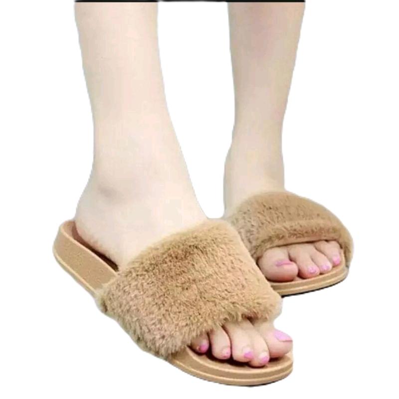 Sandal Wanit Selop Bulu Korea Fashion Wanita Trendy 3