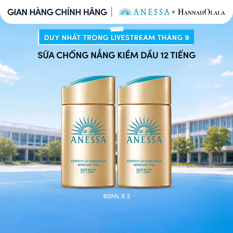 Combo Sữa chống nắng dưỡng da kiềm dầu bảo vệ hoàn hảo Anessa Gold Milk SPF50+ PA++++ 60mlx2