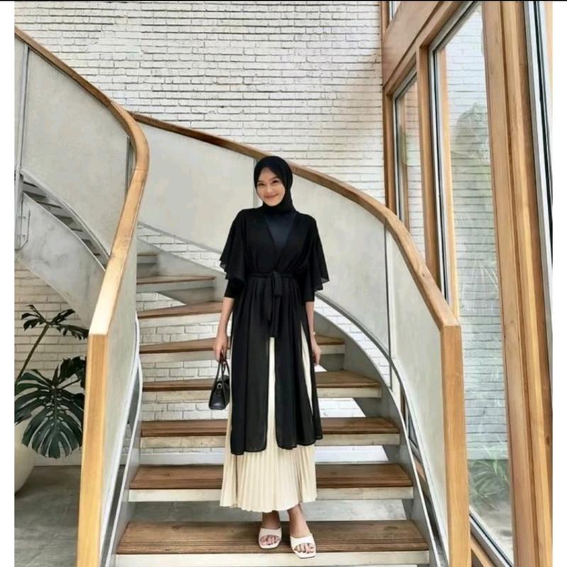 Tunik cerutty/atasan wanita dewasa kekinian Muslim Outer Simple Ceruty clara  long 1