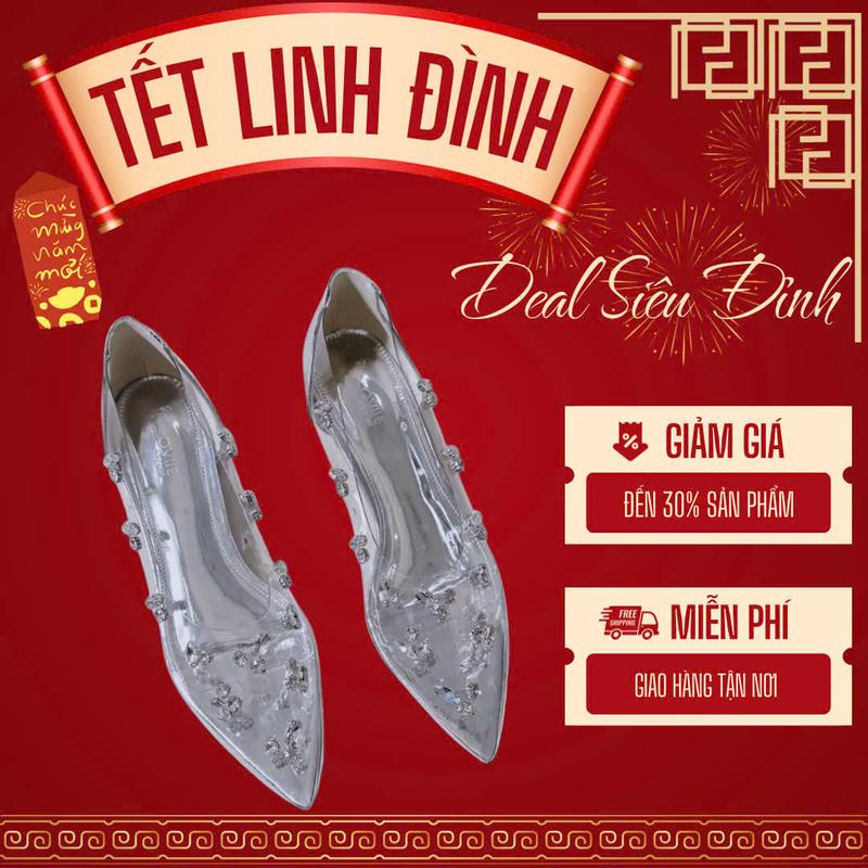  LOVIIECORNER  - GIÀY BÚP BÊ ĐÍNH ĐÁ - FORM CHUẨN - GIÀY BỆT TRONG SUỐT ĐÍNH ĐÁ GÓT THẤP 2 PHÂN - B240803 - G240882 - G240876 giày búp bê nữ giày nữ đẹp 2024 Shoes Đế Bằng 