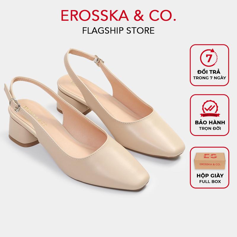 Erosska - Giày cao gót slingback mũi vuông gót vuông vững chắc cao 5cm có hộp giày fullbox - EL013
