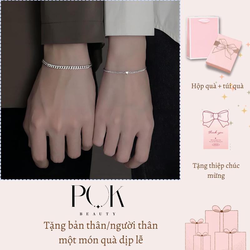 Vòng Tay Cặp Đôi Unisex Phong Cách Đơn Giản Được Làm Bằng Thép Titan Không Gỉ Không Phai Màu Phụ Kiện Thời Trang Thích Hợp Cho Bạn Trai Và Bạn Gái Một Cặp