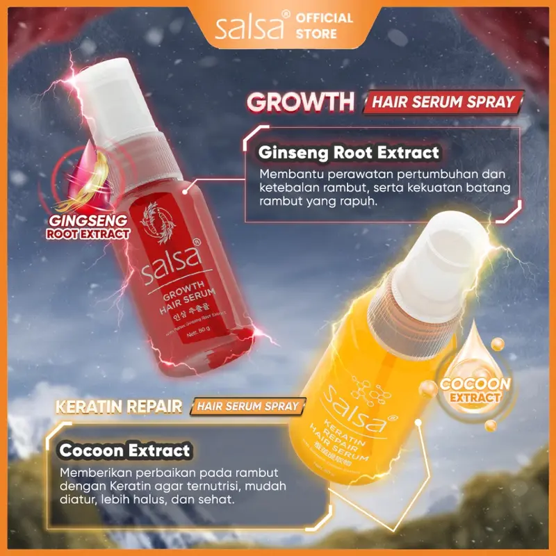 ENVIO - SALSA Hair Serum Perfum Spray Rose / Keratin / Growth 80ml - Serum Perawatan Rambut Hijab Friendly 4