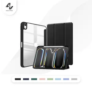 Acrylic iP*d Case Hybrid Clear Case Pencil Holder Compatible for iP*d Mini 6 / Gen 6 9.7" / Gen 9 10.2" / Gen 10 10.9" / Air 5 10.9" / Air 6 11" / Pro 11" 2021 / Pro 11" 2024