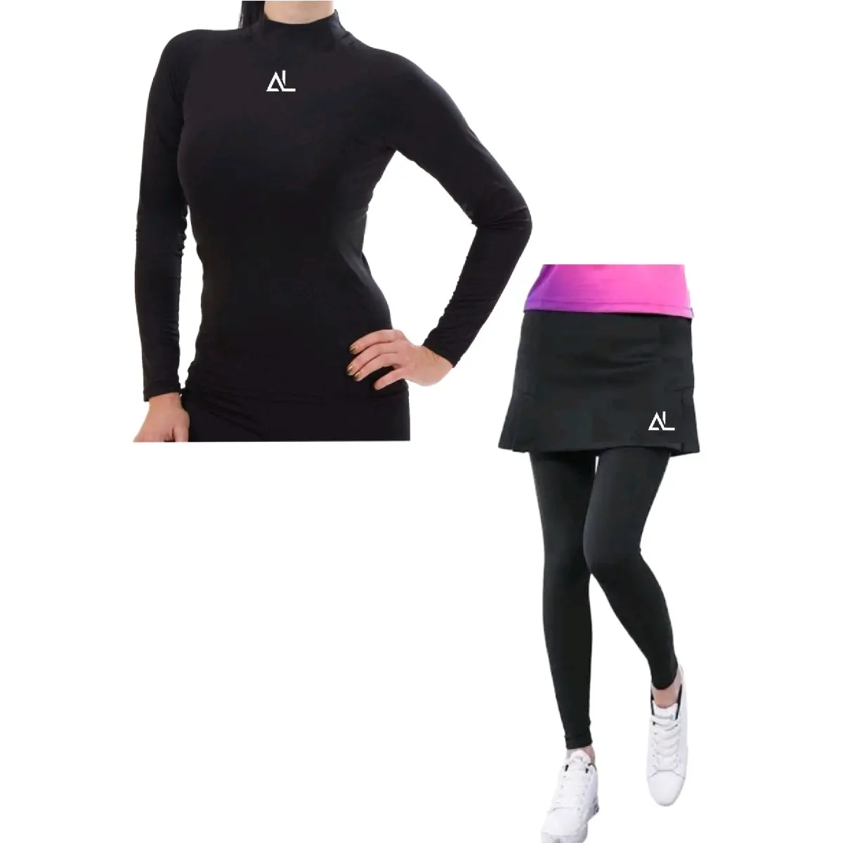 Stelan Olahraga Wanita Baju Manset Dan Rok Leging Sport Voly Senam Lari Gym Fitnes
