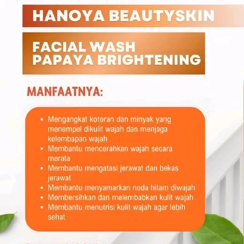 hanoya facial wash sabun papaya cair 100ml sabun pecerah kulit Memutihkan Wajah 2
