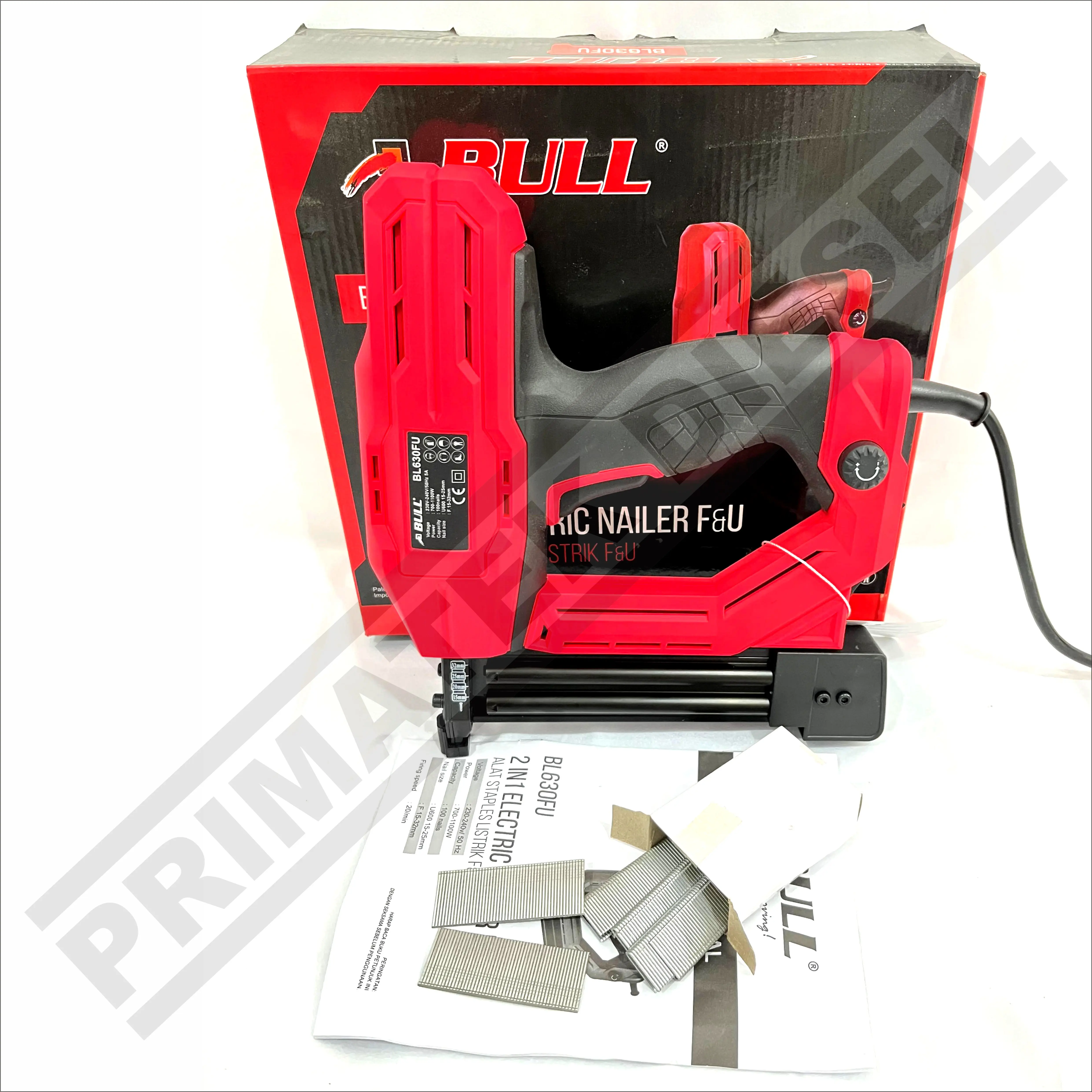 (BULL BL630FU) Mesin Paku tembak Listrik BULL BL630FU / Electric Tacker Staples Stapler Lurus U 2In1 BULL BL 630FU BL 630 FU BL-630FU / Elektrik Nailer BULL