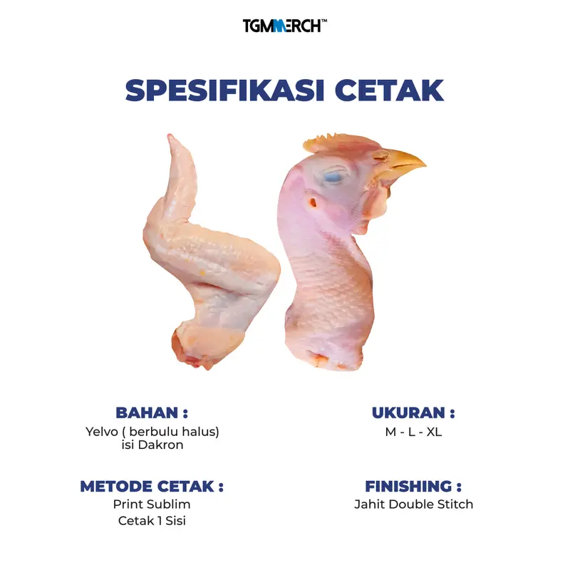 TGM MERCH - Bantal karakter Sayap Kepala Ayam 1