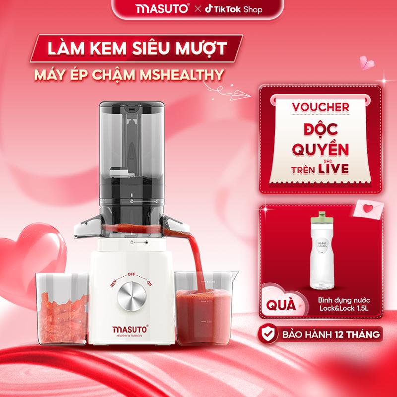 Máy ép chậm MASUTO chính hãng ép nguyên quả kiệt bã, tích hợp làm kem mịn, dung tích 0,6l, bảo hành 12 tháng toàn quốc TC