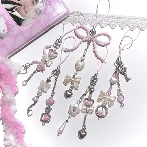 Phone Strap Mini Simple Cutie | Beads Phone Strap | Gantungan HP Manik-Manik Pink Lucu Aesthetic