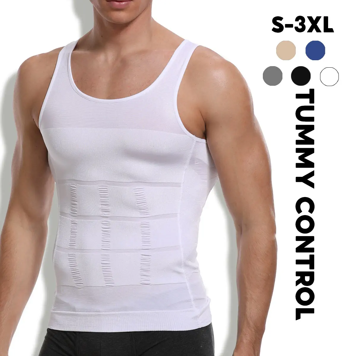 Mens Compression Shirt Body Shaper Vest Workout Tank Tops Abs Abdomen Undershirts
