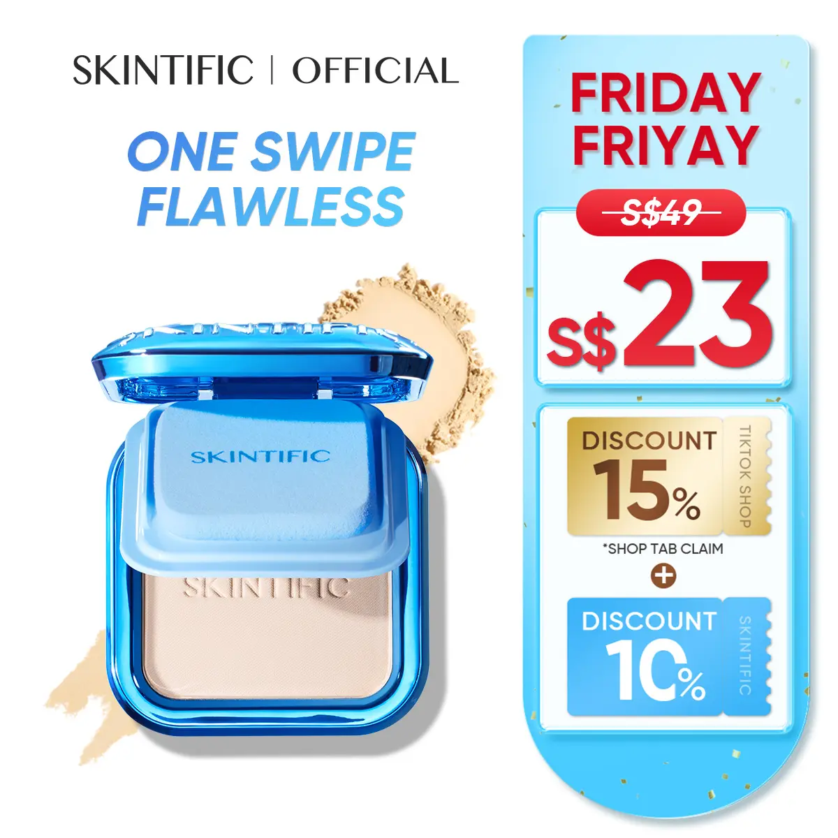 [NEW LAUNCH] SKINTIFIC TWC Blue Foundation Ultra Cover Powder 9 gr Foundation Pore-blurring and Flawless Finish Providing High Coverage Control oil Concealer Makeup