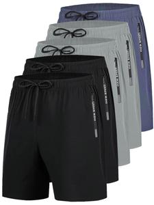 夏用メンズショートパンツ（5枚セット）、使い捨て速乾フィットネスショートパンツ、軽量ポリエステルショートパンツ、カジュアルなフィット感のデザイン、オールシーズン対応