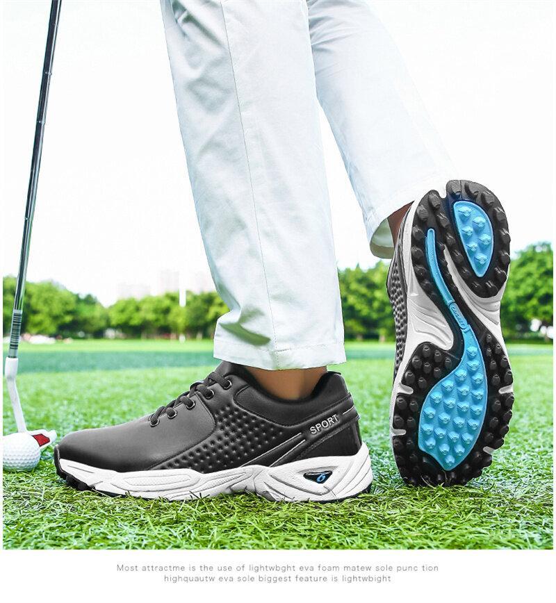 Product Introduction of New High Quality Men Professional Golf Shoes Waterproof Spikes Golf Sneakers Black White Golf Trainers Big Size 40-47 26
