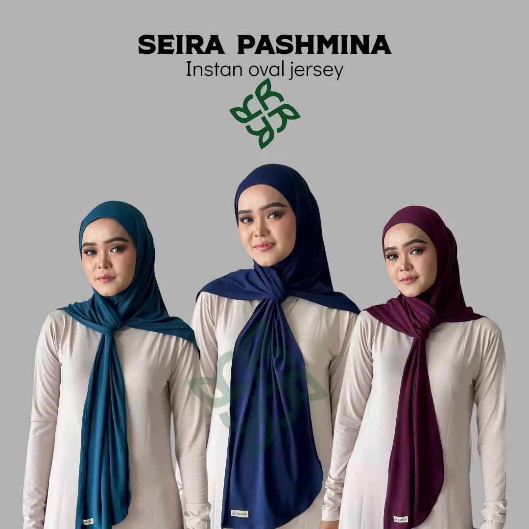 RAABIHA | Seira Pashmina Instan Jersey Oval | Hijab Syari Premium | Kerudung Santai Muslim Wanita Dewasa