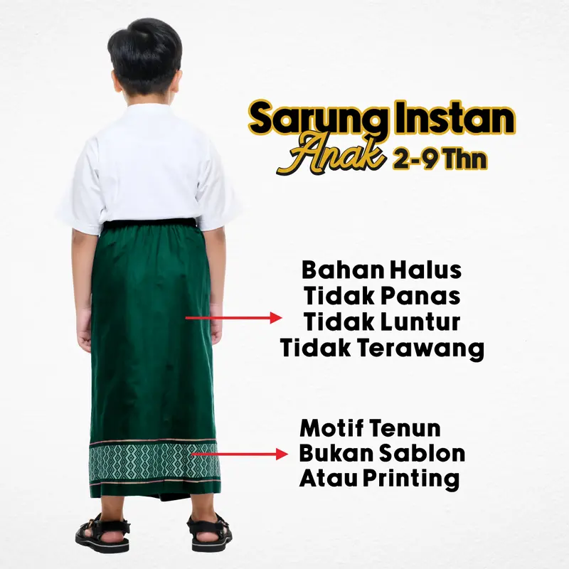 Sarung instan anak motif tenun songket umur 2 - 9 tahun 4