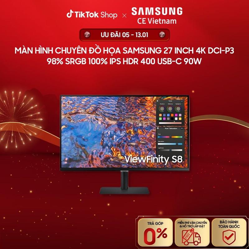   Freeship  Màn hình chuyên đồ họa Samsung 27 inch LS27B800PXEXXV 4K DCI-P3 98% sRGB 100% IPS HDR 400 USB-C 90W - giao hàng sau 10 ngày 
