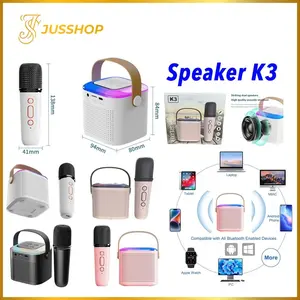 🍂 🍂   Speaker Karaoke K3 Portable RGB + Mic Bluetooth Speaker Mini Set Full Bass