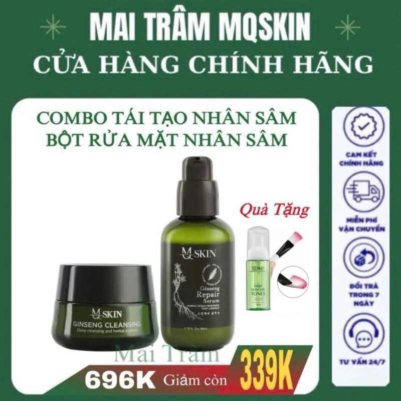  COMBO TÁI TẠO NHÂN SÂM M Q SKIN GỒM TÁI TẠO NHÂN SÂM + BỘT RỬA MẶT NHUỴ HOA NGHỆ TÂY 100g - HỔ TRỢ CẢI THIỆN MỤN NÁM 