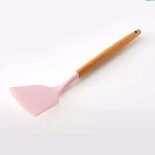 Spatula Silikon Gagang Kayu Tahan Panas Sepatula Silikon Anti Panas 32CM 8