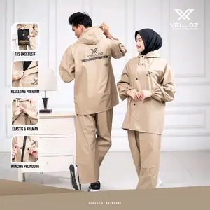 , Raincoat Mantel Pria dan Wanita by VELLOZ Bahan PVC Tebal Elastis dan Anti Rembes Tersedia Warna Hitam Biru Hijau Cream Merah satu kali pakai warna lain