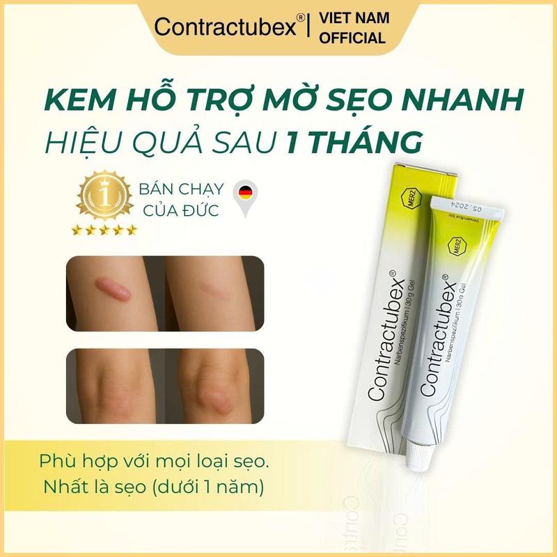 Kem làm mờ sẹo thâm sẹo lồi Contractubex 30g Đức  hỗ trợ làm mềm phẳng sẹo, giảm rạn da và ngăn sẹo mới hình thành - Skincare Peel Da