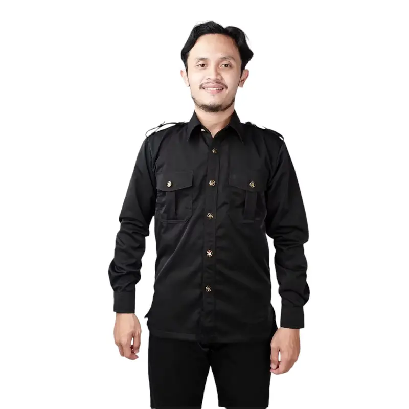 Setelan Safari Hitam Baju dan Celana Lengan Pendek/Lengan Panjang Pria Kerja Safety - Baju Seragam Safari Hitam Satpam - Katun, Wearpack, Coklat 5