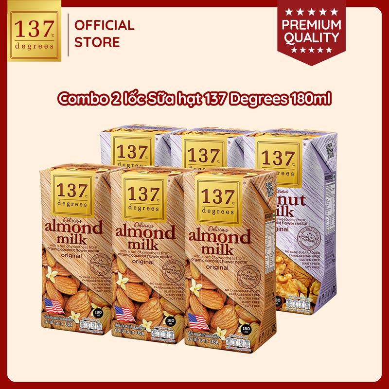 [COMBO 2 LỐC 180ML] Sữa Hạt 137 Degrees Nguyên Chất Không Đường, Chính Hãng Thái Lan, Dinh Dưỡng, Healthy