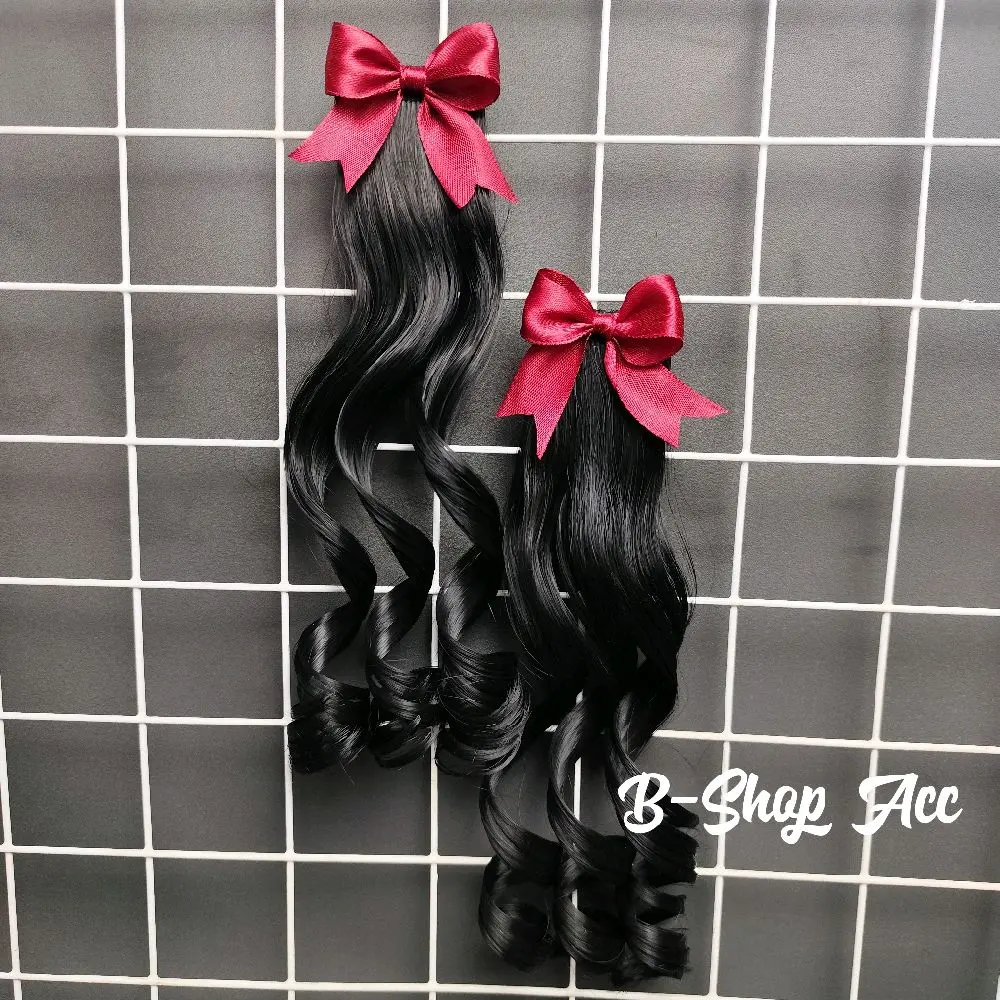 1 pasang  Jepit Rambut Anak Model Curly dengan Pita Pink Jepit Buaya Rambut Sintetis untuk Anak-anak Clips