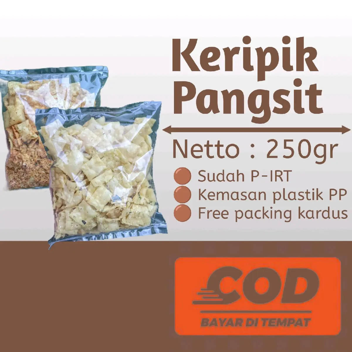 Keripik Pangsit Daun Jeruk Kemasan Praktis 250gr.