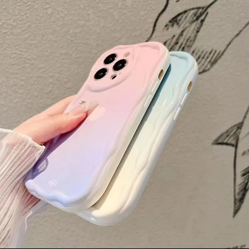 Vỏ cho iPhone 11, 12, 7 / 8, 7plus, 12Pro, 8plus, xr, xsmax, x, 11Promax, 14, 13, 14plus, 11Promax, màu hồng gradient, họa tiết kem tình yêu, bọc đầy đủ, bảo vệ ống kính chống rơi 2