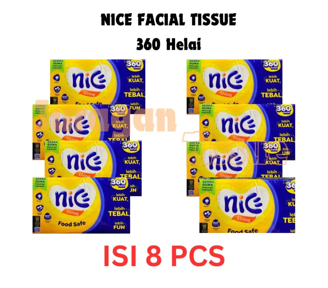 ( 8 pack ) Tissue Nice 360 Helai Tisu Wajah tissue