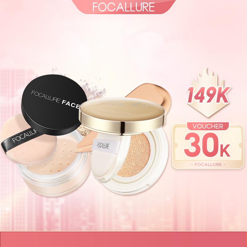 【 KOL FOCALLURE Combo 2 Món Cushion Phấn Nước Hỗ Trợ Che Khuyết Điểm + Phấn Phủ Dạng Bột Hỗ Trợ Kiềm Dầu Phù Hợp Trang Điểm Hằng Ngày Cho Mọi Loại Da