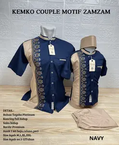 AGNINA kEMEJA Koko Couple Ayah Anak - Atasan Muslim Pria Bordir - Sarimbit Lebaran Kembaran Murah