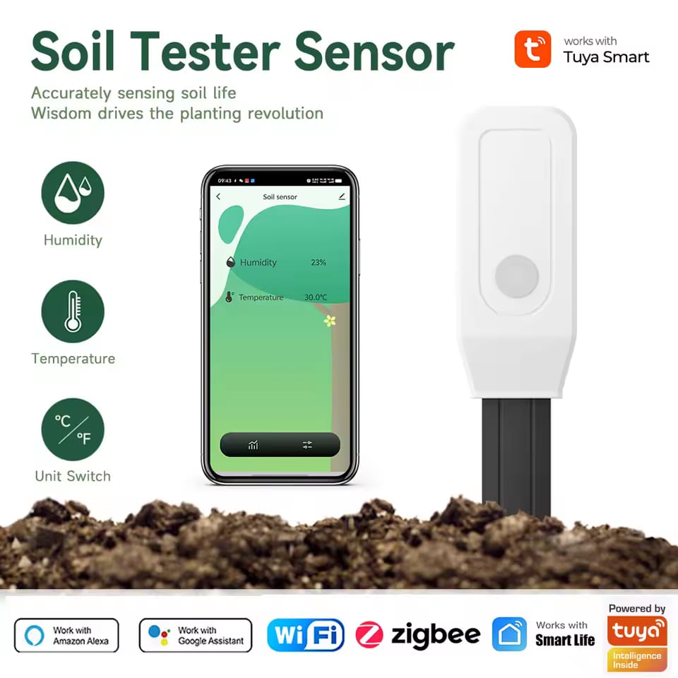 Smart Soil Tester Sensor Zigbee/WiFi - Sensor Kelembapan & Suhu Tanah