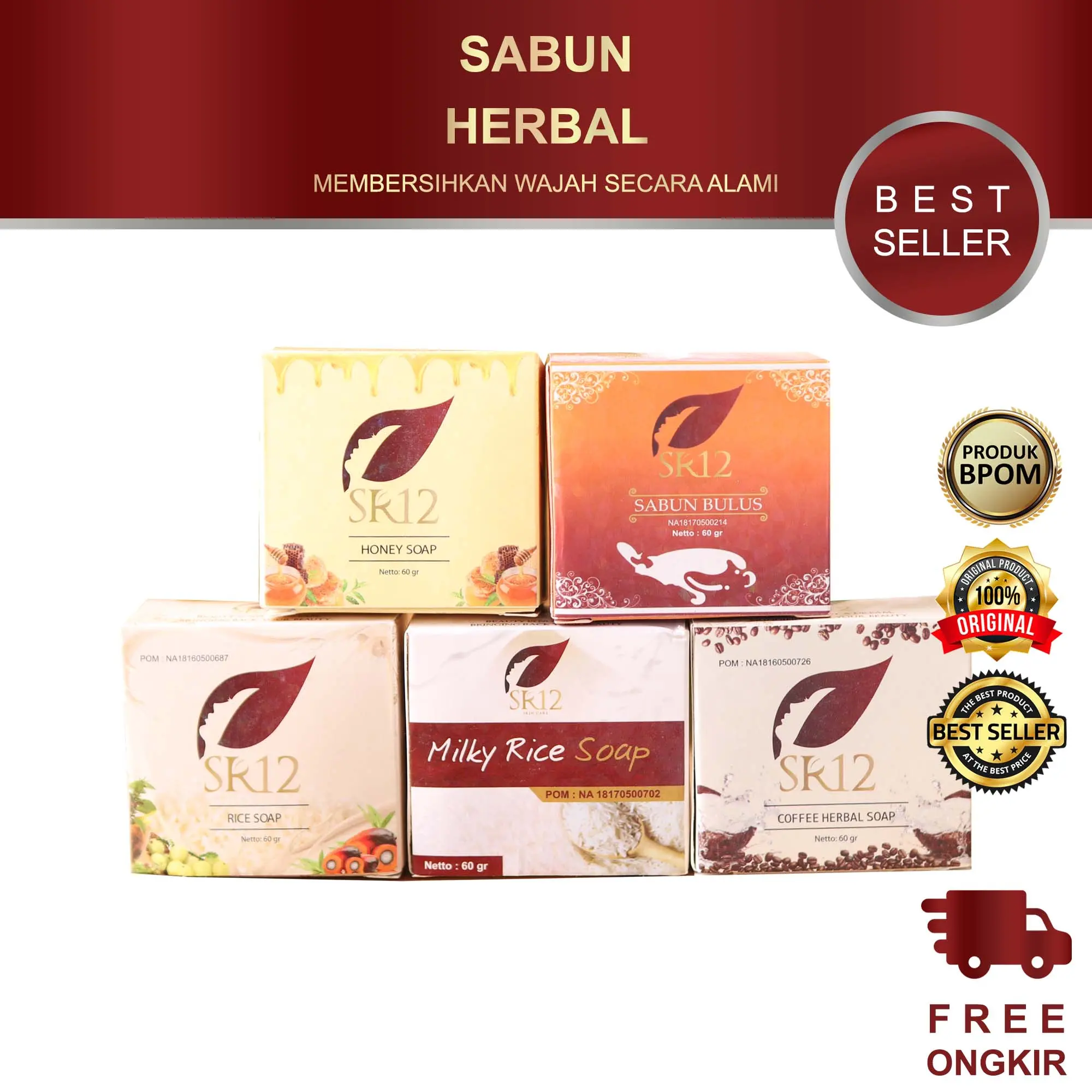 SABUN WAJAH HERBAL SR12 (BULUS / RICE / MILKY RICE / COFFEE / HONEY)