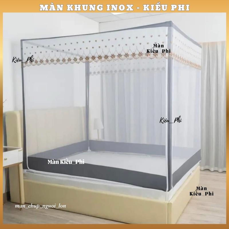 Màn chụp khung vuông inox cao cấp LOẠI 1 Mùng chụp khung không khoan tường xếp gọn chống muỗi- Kiều Phi