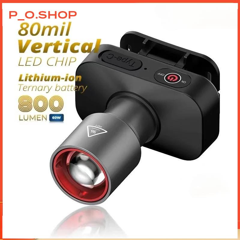 Đèn pha LED siêu sáng IPX4 chống nước 3 chế độ zoomable sạc Type-C, đèn pha đa…