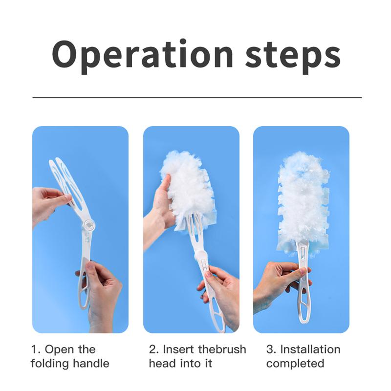 Product Introduction of Electrostatic dust removal duster with adsorption function for sweeping dust, suitable for household and car use. It can be folded and is a magic tool for cleaning cobwebs, fan dust and the like. It's similar to a feather duster. 3