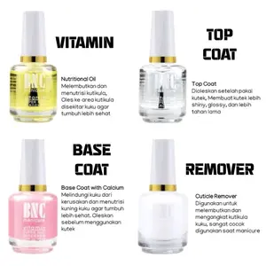 (4 pcs bundling)BNC VITAMIN Cuticle Remover / Top Coat / Vitamin Kuku / Nail Vitamin / Cuticle Oil/ Vitamin BNC/Minyak pelembut Manicure Pedicure Nail Cream Krim Gel Polish Art Kuning Kutek Cat