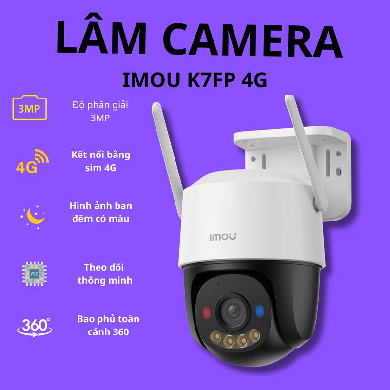  Camera Ngoài Trời Dùng Sim 4G Imou K7FP  Xoay 360 độ Đàm Thoại 2 chiều hình ảnh 3MP Báo Động về điện thoại 