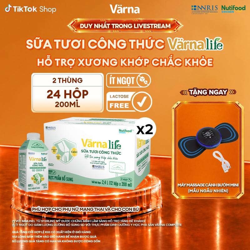 Combo 2 Thùng 12 Hộp Sữa Tươi Công Thức Varna Life Hỗ Trợ Xương Khớp Chắc Khoẻ -