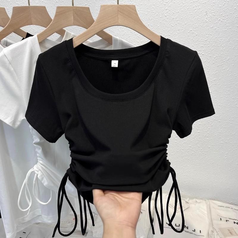 Kaos Serut Grafis Kupu-kupu Pendek Wanita 3