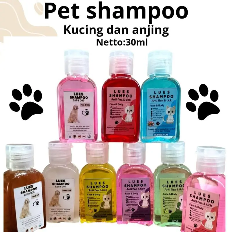 shampoo kucing anti kutu dan jamur rontok dan pelembutkan bulu netto30ml 1